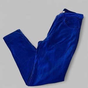 Women's Bright Blue velvet skinny jeans pants Juniors 7/8